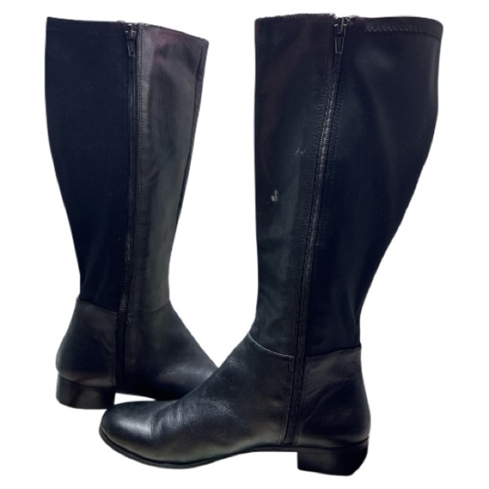 Nine West Women’s Black Knee-High Leather Boots Classic Riding Style Size 8.5 - Picture 3 of 8